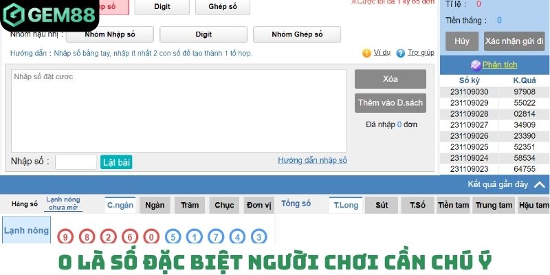 0 là số đặc biệt người chơi cần chú ý