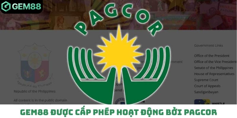 Gem88 được cấp phép hoạt động bởi PAGCOR