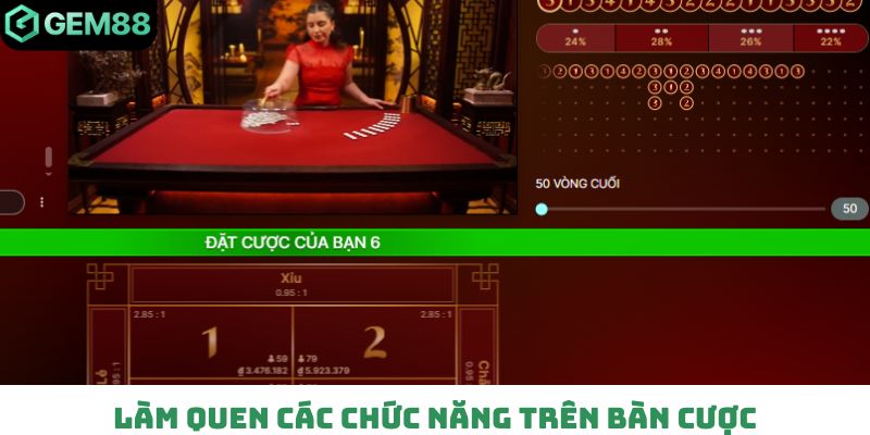 Làm quen các chức năng trên bàn cược