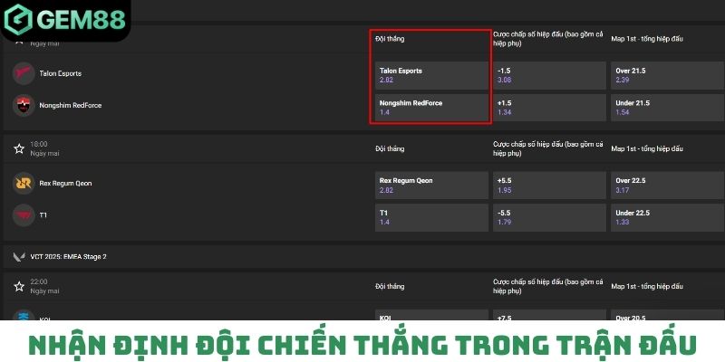 Nhận định đội chiến thắng trong trận đấu